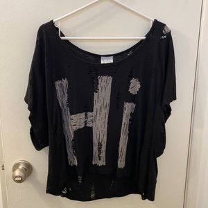 Lola black distressed Hi Bye T-Shirt